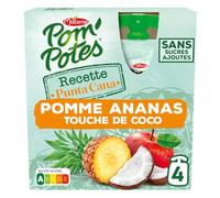 POM'POTES - Compote Fruité Tropical Sans Sucres Ajoutés, Pomme Ananas Coco Naturelle (4x90g) - Lot de 4 - vendu par Lot