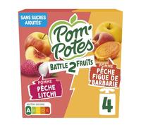 POM'POTES - Compote Fruitée Pomme, Pêche & Figue, Texture Onctueuse et Fruitée (4x90g) - lot de 4 - Vendu par Lot