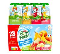 POM'POTES® - Compote Gourde Sans Sucres Ajoutés - Plusieurs parfum avec Pomme Française: Fraise / Poire / Banane-Fraise s - Source De Fibres - Nutri-Score A - 3 Ans Et Plus - 28 x 90g