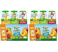 POM'POTES® - Compote Gourde Sans Sucres Ajoutés* - Pomme Nature - Poire - Brugnon - Pommes Françaises - Source De Fibres - Nutri-Score A - 3 Ans Et Plus - 28 x 90g (Lot de 2)