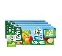 POM'POTES® - Compote Gourde Sans Sucres Ajoutés* - Pomme Nature - Source De Fibres - Nutri-Score A - 3 Ans Et Plus - 80 x 90g