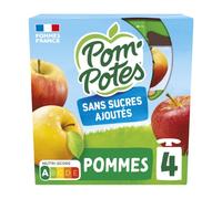 POM'POTES Compote pomme nature sans sucres ajoutés les 4 gourdes de 90g