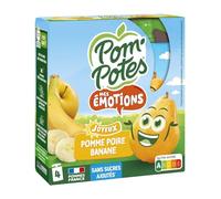 POM'POTES Compote Pomme Poire Banane sans sucres ajoutés - 4 gourdes de 90 g pour le goûter des enfants - Lot de 4