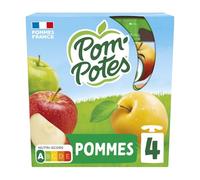 POM'POTES - Compote Pomme Purée Naturelle, Texture Onctueuse et Fruitée (Pack 4x90g) - Le Lot De 4