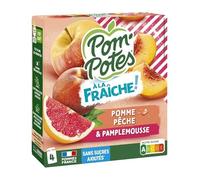 Pom'Potes Compotes à la Fraiche Goût Pomme Pêche Pamplemousse 4x90g