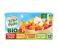 POM'POTES - Compotes Bio Multivariétés, Pommes Poire Fraise Abricot, Pack 1080g - Lot De 3