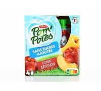 POM'POTES - Compotes Pomme Brugnon Sans Sucres Ajoutés, Lot de 4 Gourdes de 90g - Lot De 4