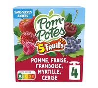 POM'POTES - Compotes Sans Sucres Ajoutés aux 5 Fruits, Saveur Fruitée Intense (4x90g) - Le lot de 4