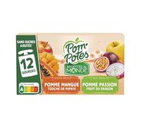 POM'POTES - Compotes Sans Sucres Ajoutés aux Saveurs Tropicales Exotiques (12 x 90g) - Le Lot De 3
