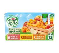 Pom'Potes Fruit de nos Régions Multi Variété Pêche Mirabelle Abricot 12x90g - 108 Dégustez l'authenticité des fruits locaux en compote! Iss - Le Lot De 3
