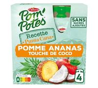 Pom'Potes Gourdes Compote sans Sucres, Recette Punta Cana Pomme 100% Naturelles, Snack Fruité Nomade pour Toute la Famille - Le Lot De 4
