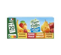 POM'POTES - Gourdes Fruitées Mélange Pomme, Banane, Fraise, Abricot & Poire, Format 20x90g - Le lot de 3