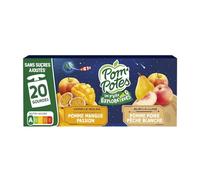POM'POTES Les P'tits Explorateurs : Compote Pomme Mangue Passion & Pomme Poire Pêche Blanche, Sans sucres ajoutés, Lot de 20 gourdes de 90g - Lot de 3