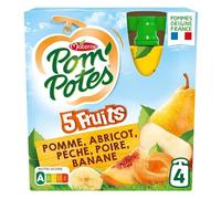 POMPOTES - Pompotes Sans Sucres Ajoutes - 5 Fruits Jaunes - 360G - Savoureuses compotes santé pour une pause gourmande - Lot De 4