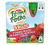 POM'POTES - Pompotes Sans Sucres Ajoutés aux 5 Fruits Rouges - Délicieuse Douceur Fruitée - 360g - Le Lot De 4