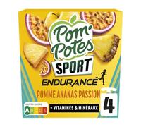 Pom'Potes Sport - Compote pomme ananas passion, 4x90g, pour une pause énergie naturelle pendant votre entraînement - Lot de 4