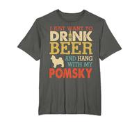 Pomsky Dad Drink Beer Hang with Dog Funny Men Vintage T-Shirt