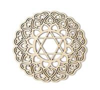 Pomurom Art Mural en Bois Cha-KRA du cœur, 28CM Symbole Spirituel de Géométrie Sacrée, Pla-Que Grille de Cristal Sculptures Murales Bois, Décoration Murale pour Méditation Yoga Maison Chambre Salle