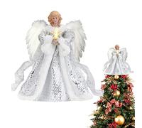 Pomurom Cime d'arbre de Noël, Décoration de Ange pour Sapin de Noël, Ange de Sapin de Noël avec Guirlande Lumineuse, Ornement d'arbre de Noël Créatif, 25x30cm