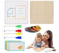 Pomurom Géoplans avec élastiques | Plateau de Puzzle pour,Les Cartes à Motifs et Les élastiques créent des Figures en Forme de STEM Puzzle Casse-tête pour Les