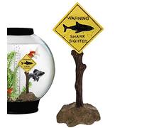 Pomurom Panneau d'avertissement d'aquarium Shark - Ornements en résine - Décoration Amusante pour Aquarium, Paysage, Fond
