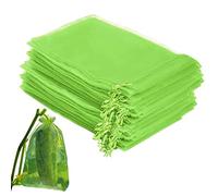 Pomurom Protection des Fruits, 100/200 Pièces Sac Protection Raisin, Sachet Protection Grappe Raisin, Réutilisables Sac en Filet avec Cordon Contre Guêpe Frelons Drosophile Scarabées Oiseaux