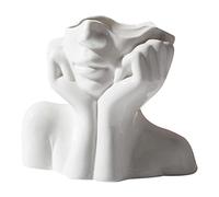 Pomurom Vase à Fleurs en Céramique en Visage Femme, 1/2 Pièces Vase Moderne Design Blanc, Vase pour Composition Florale, Vase à Fleurs Deco Table pour Jardin, Maison, Bureau, fête, Vase Corps Humain