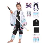 Pomzio Déguisement Shinobu Cosplay Costume Deguisement Cosplay Shinobu Fille Femme Manga Kimono avec Perruque pour Enfant adulte pour Halloween Carnaval