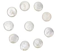 PONABEADIY 1 boîte de 10 perles Baroques Blanches en Forme de Pièce de Monnaie Perles Naturelles avec Trous Plates Rondes et Irrégulières Perles de Culture D'Eau Douce Keshi pour la Fabrication de Bij