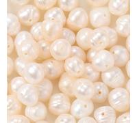PONABEADIY 1 boîte de 100 perles D'Eau Douce Rondes Baroques Beiges avec Trou en Forme de Pomme de Terre Naturelle de Culture en Vrac Irrégulières pour la Fabrication de Bijoux Boucles D'Oreilles Pend