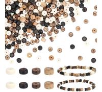 PONABEADIY 1 boîte de 1120 perles Rondes Plates en Noix de Coco (Blanches et Brunes) de 4 couleurs Différentes. Idéales pour la Création de Bijoux Colliers et Bracelets. Fournitures pour Loisirs Créat