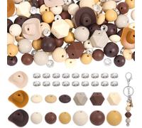 PONABEADIY 1 boîte de 122 Perles en Silicone Motif Chapeau de Boy Marron Rondes en Fer Strass Formes Hexagonales Perles Entretoises Breloques en Vrac pour la Création de Bijoux (Colliers Porte Clés