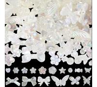 PONABEADIY 1 boîte de 160 perles Acryliques Transparentes avec Trou en Forme de Cœur D'Étoile de Fleur de Papillon et de Nœud Papillon. Perles Intercalaires Mignonnes et Kawaii en Plastique de Couleur