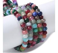 PONABEADIY 1 boîte de 220 perles Rondes en Jade Naturel à Facettes avec Trous Couleurs Mélangées Forme de Disque Boulier Assortie Perles D'Espacement en Vrac Breloques en Vrac pour la Fabrication de B