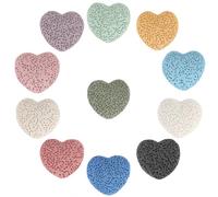 PONABEADIY 1 boîte de 24 perles en Forme de Cœur en Roche Volcanique de Couleurs Assorties Pierres Multi Trous Teintées Perles Intercalaires en Vrac pour la Création de Bijoux (Bracelets Colliers Lois