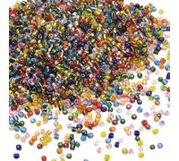 PONABEADIY 1 boîte de 3000 perles de Rocaille en Verre de 4mm avec Trous Ronds Doublés D'Argent Bleu Rouge Vert Orange Entretoises Faites à la Main Petites Perles en Vrac Breloques en Vrac pour la Fab