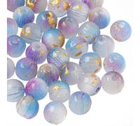PONABEADIY 1 boîte de 376 perles en Verre Bicolores Violettes et Bleues de 5.5mm avec Trous Cristal Doré Rondes pour Banc de Tirage Espaceurs Amples Breloques Brillantes Perles en Vrac pour la Fabrica