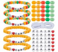PONABEADIY 1 boîte de 790 Kits de Fabrication de Bracelets Ensemble de Perles Lettres sur Le Thème des Camps D'Été Perles en Plastique Opaque Perles Poney Cœur et Espaceurs Acryliques en Vrac pour la