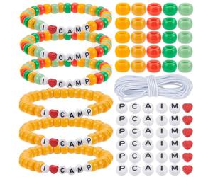 PONABEADIY 1 boîte de 790 Kits de Fabrication de Bracelets Ensemble de Perles Lettres sur Le Thème des Camps D'Été Perles en Plastique Opaque Perles Poney Cœur et Espaceurs Acryliques en Vrac pour la