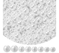 PONABEADIY 1 boîte de 800 Perle Blanche Artificielles Rondes Perles de Nacrées de Plastique Rondes de Imitation de Perles Artificielles de Tailles Assorties Perles Blanche pour Bracelet de Bijoux