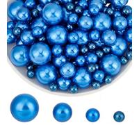 PONABEADIY 400 pièce de 4 Styles de Perles Artificielles Bleues sans Trou Imitation Perles Rondes en Plastique ABS Flottantes pour Vases Bougies Décorations de Fête et de Mariage Loisirs Créatifs