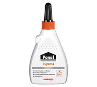 Ponal Express Holzleim, colle à bois transparente à séchage rapide pour de nombreux travaux de collage et de bricolage, colle résistante à l'eau en bouteille pratique de 120 g