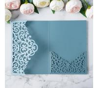 ponatia Lot de 20 pochettes d'invitation de mariage découpées au laser à trois volets, 12,7 x 17,8 cm, pour fête prénuptiale, 15 invitations de mariage (sans enveloppes ni feuilles intérieures)