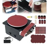 Ponceuse à Bande, 350W Ponceuse à Disque à Bande Ponceuse à Disque Table Diamètre Disque Ponçage 150mm 10 Disques Papier Verre 10 Bandes Abrasives 2 Rouleaux 6 Bandes Abrasives Convient