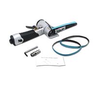 Ponceuse à bande pneumatique, mini ponceuse à bande pneumatique pour le travail du bois et du métal, meuleuse d'angle portative de 20 mm 1/4 pouces avec 3 courroies, outil (10mm)