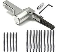 Ponceuse à Bande Pneumatique, Ponceuse à Bande Outil Polissage Pneumatique Ponceuse Bande 10mm 330mm avec 25 Bandes Abrasives Ponçage Polissage Divers Véhicule Voiture Outils Pneumatiques Lime à Doigt