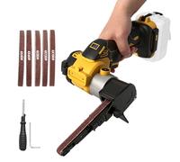Ponceuse à bande sans fil compatible avec batterie Dewalt 18 V 20 V, ponceuse de détail sans balais de 0 à 13 000 tr/min, meuleuse à bande réglable à 360° avec 20 bandes abrasives pour bois, métal