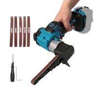 Ponceuse à bande sans fil compatible avec batterie Makita 18 V, 0-13000 tr/min 360 ° - Ponceuse à bande sans balais réglable avec 20 bandes abrasives pour bois, métal, plastique (bleu pour Makita)
