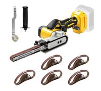 Ponceuse à bande sans fil compatible avec Dewalt 18/20 V (sans batterie) | Lime à ruban améliorée avec tête réglable à 150°, 5 vitesses, 40 bandes abrasives pour bois, métal, plastique
