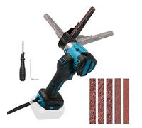 Ponceuse à bande sans fil compatible avec Makita 18 V, 13000 tr/min 360° Brushless Mini Ponceuse Sans Fil Electrique avec vitesse variable, 20 bandes abrasives pour Poncer (Bleu, pour Makita)